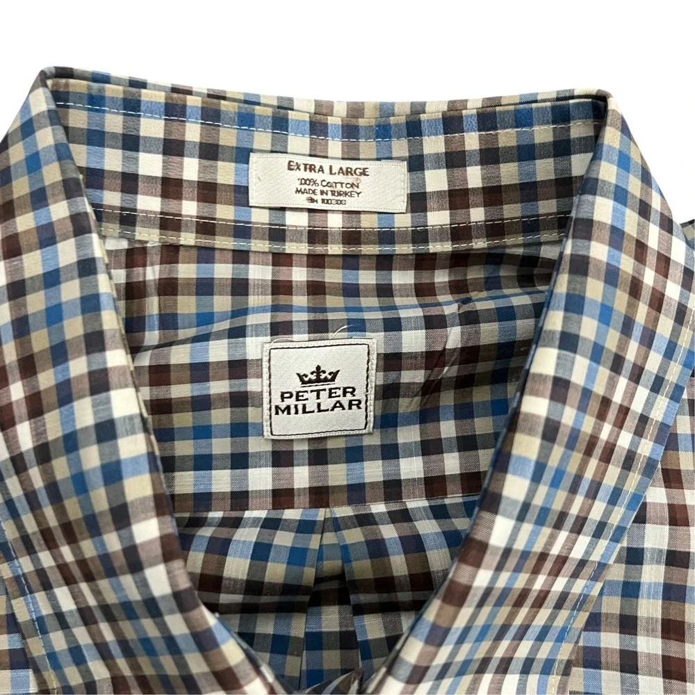Peter Millar Plaid Button Down Shirt XL Luxury Preppy Grandadcore Coastal Crew